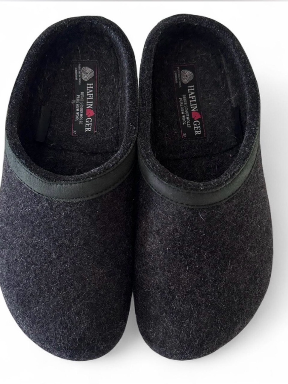 HAFLINGER Dark Gray wool felt Slip-On Clogs size 39